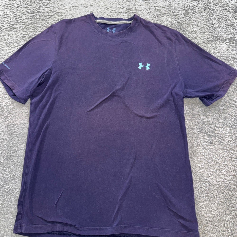 Under Armour Charged Cotton T Shirt Mens MD Purple Heatgear Short Sleeve Loose
